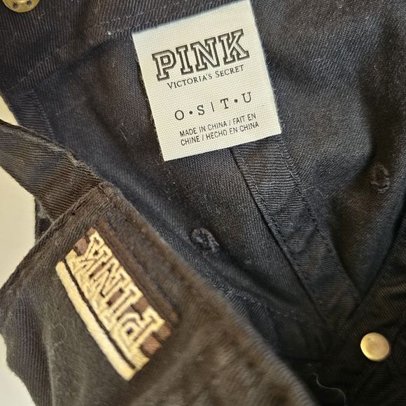 Victoria Secret Pink black embroidered cotton baseball cap - Picture 6 of 8